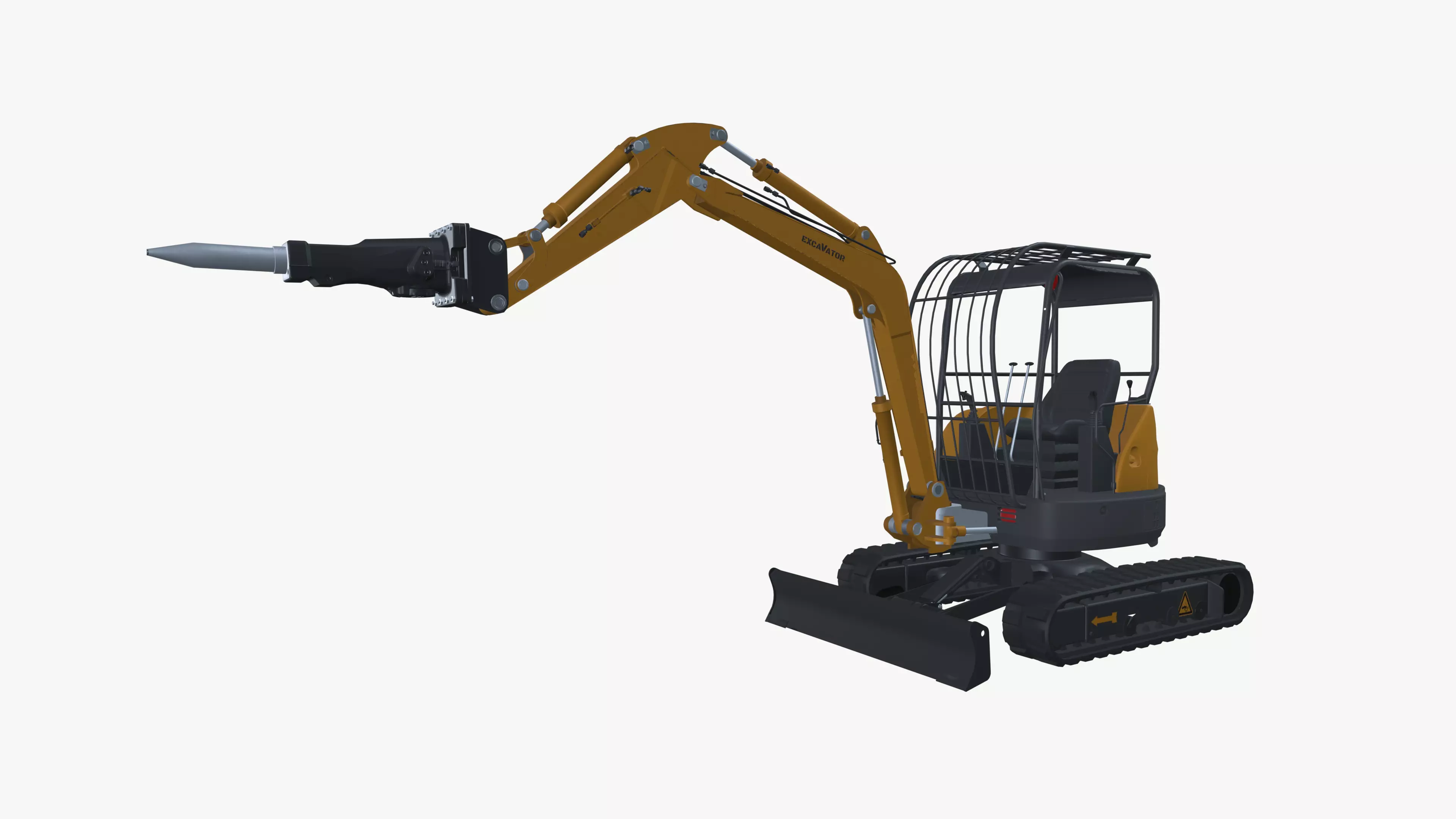 Excavator Driller Low-poly 3D model_0
