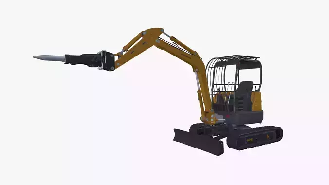 Excavator Driller Low-poly 3D model