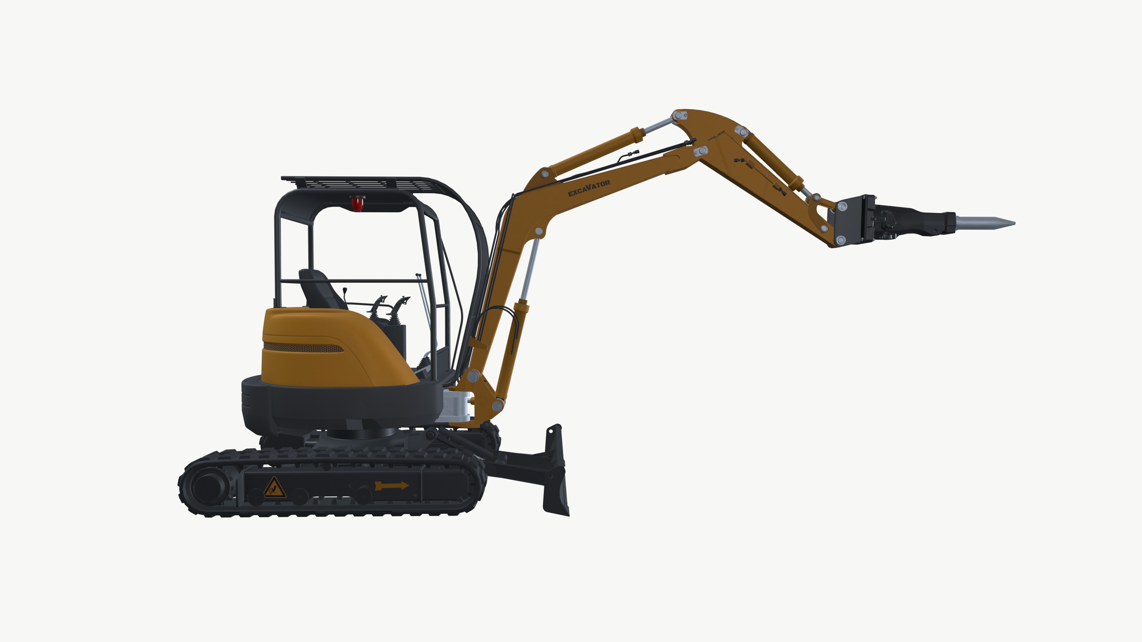 Excavator Driller Low-poly 3D model_7
