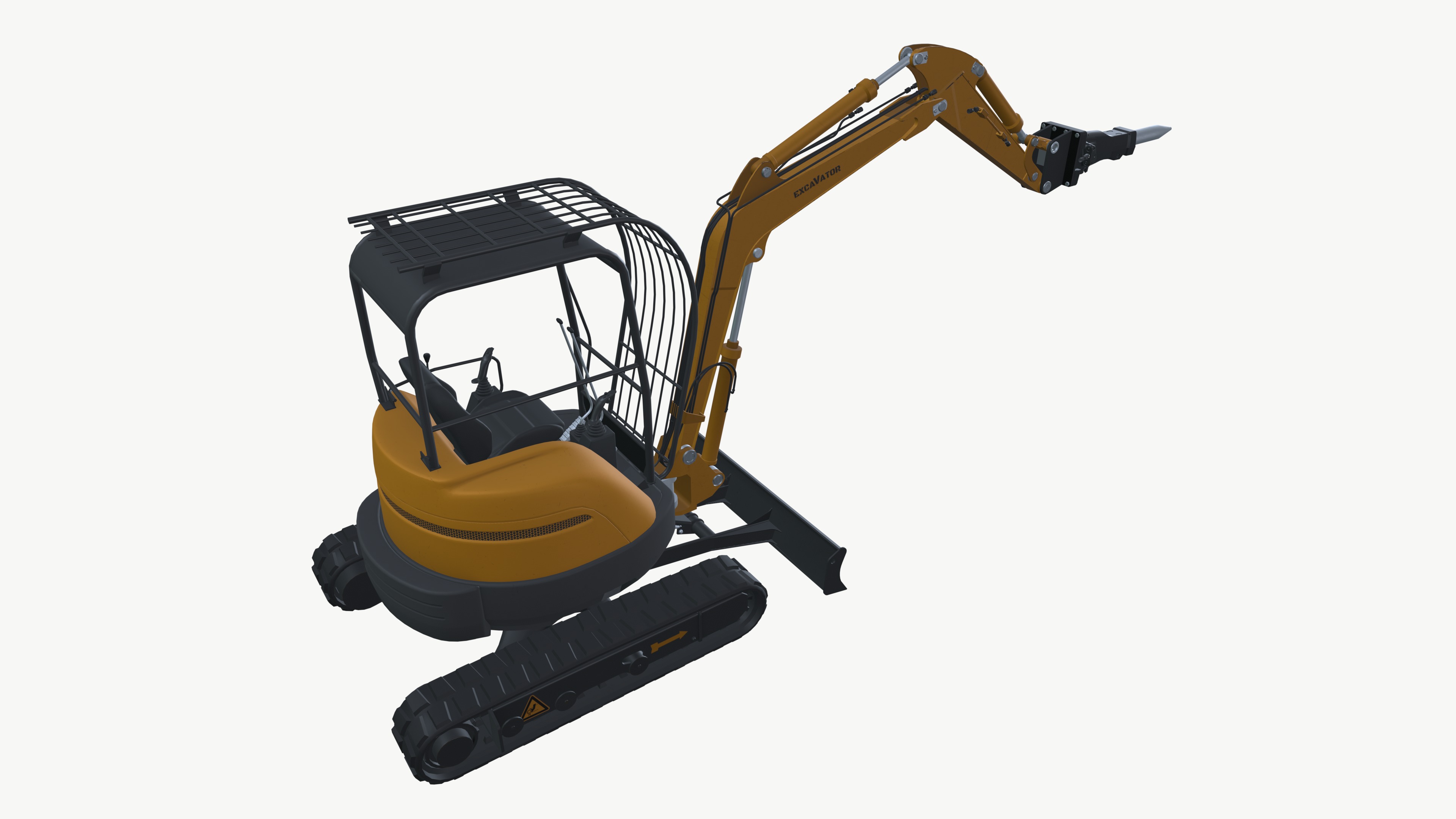 Excavator Driller Low-poly 3D model_8