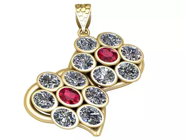 DIAMOND AND RUBY PENDANT 3D PRINTABLE MODEL 