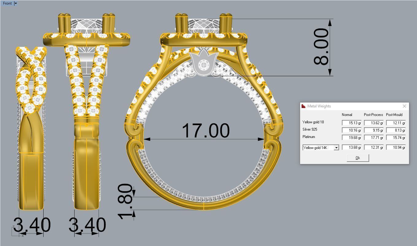 Veragio ring gold 3D print model_2