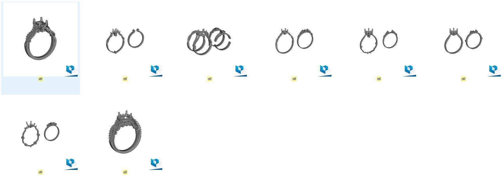 Veragio Ring Collection 8 models  3D print model_16