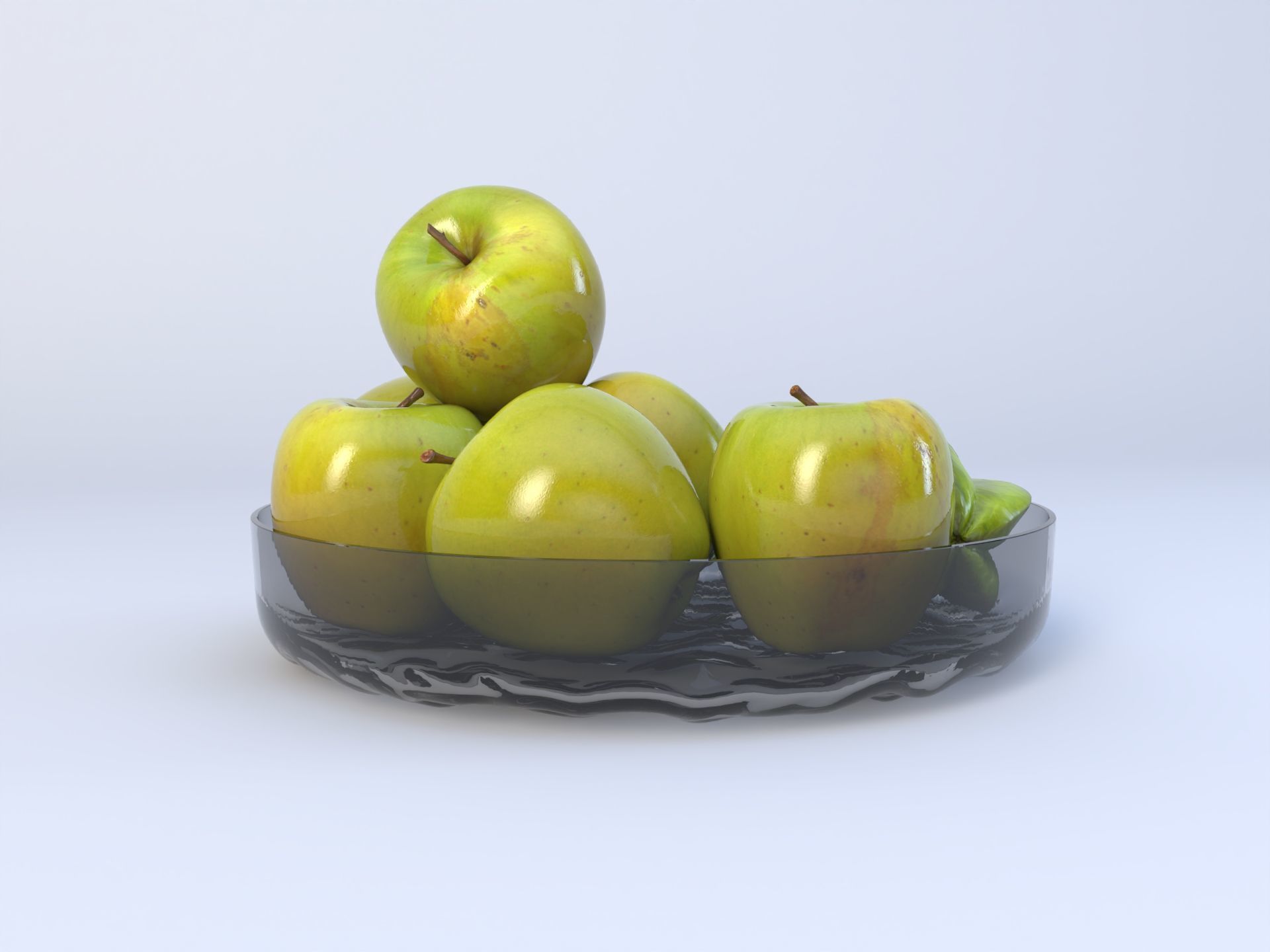 Realistic apple with leaf Low-poly  Low-poly 3D model_4