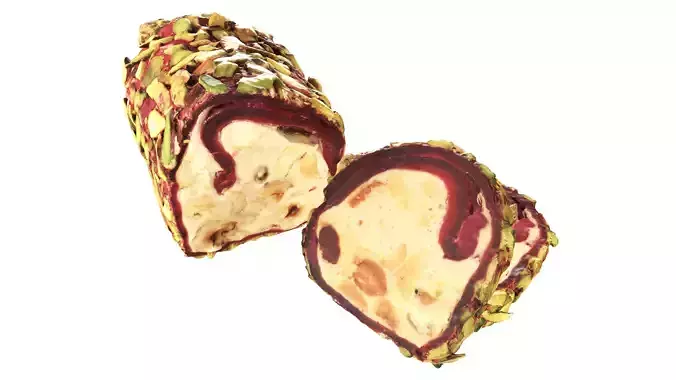 Turkish Delight with Pistachio and slices 3D model