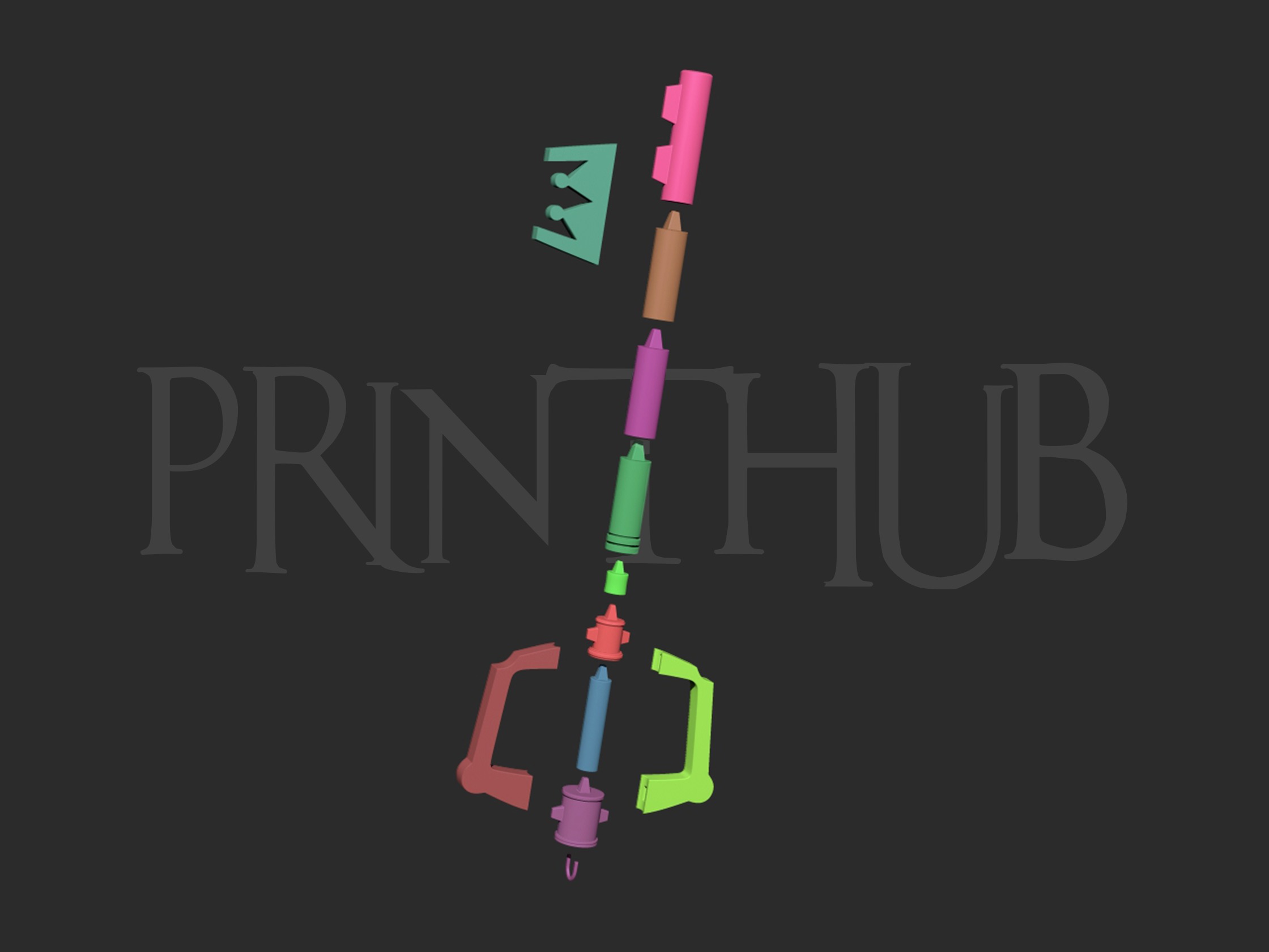 Kingdom Hearts Kingdom Key for cosplay 3D print model_5