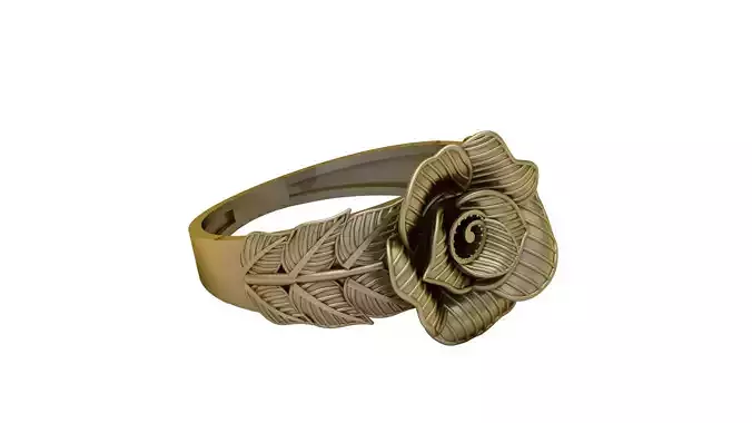 ROSE AND LEAF DESIGN RING 3D PRINTABLE MODEL