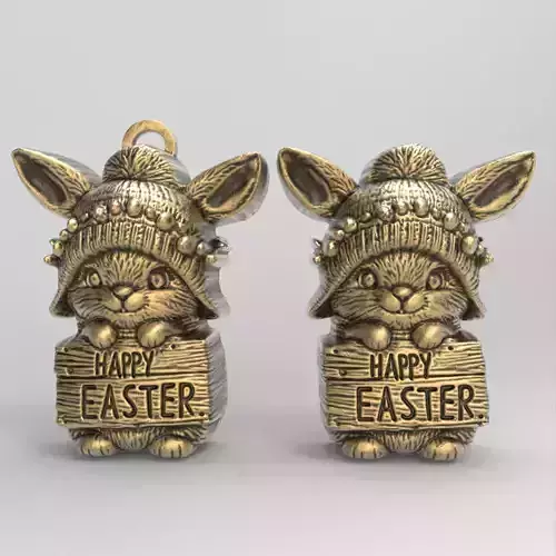 cute bunny with easter board decor  3D print model