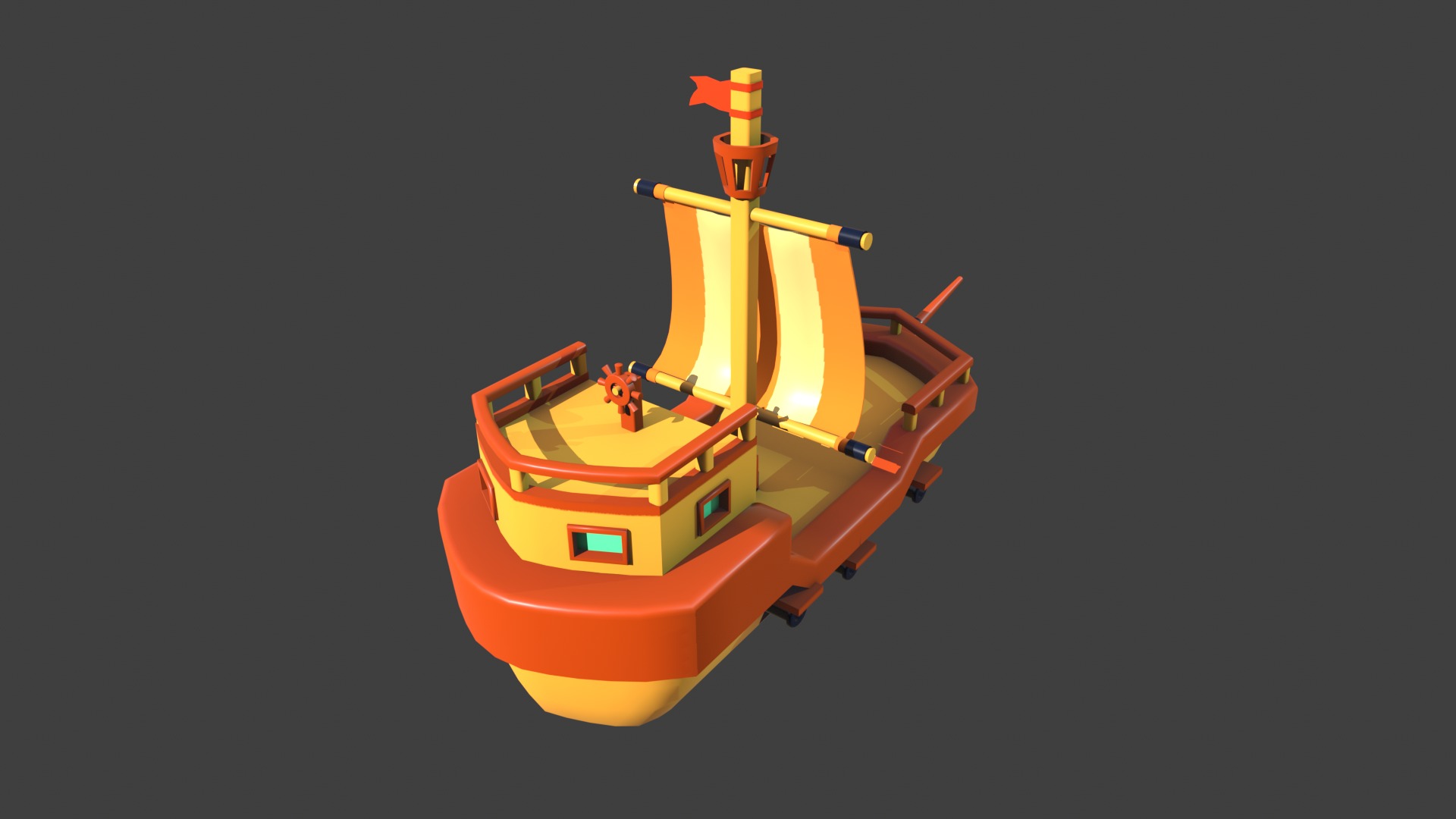 Stylized Shipe Low-poly 3D model_3