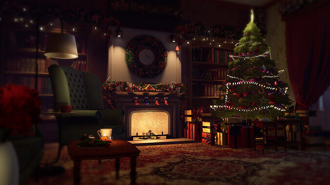 Christmas Living Room 3D model