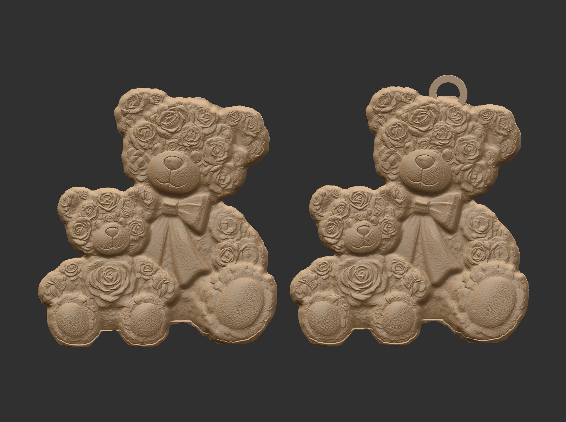 rose teddy cute pentant  3D print model_8