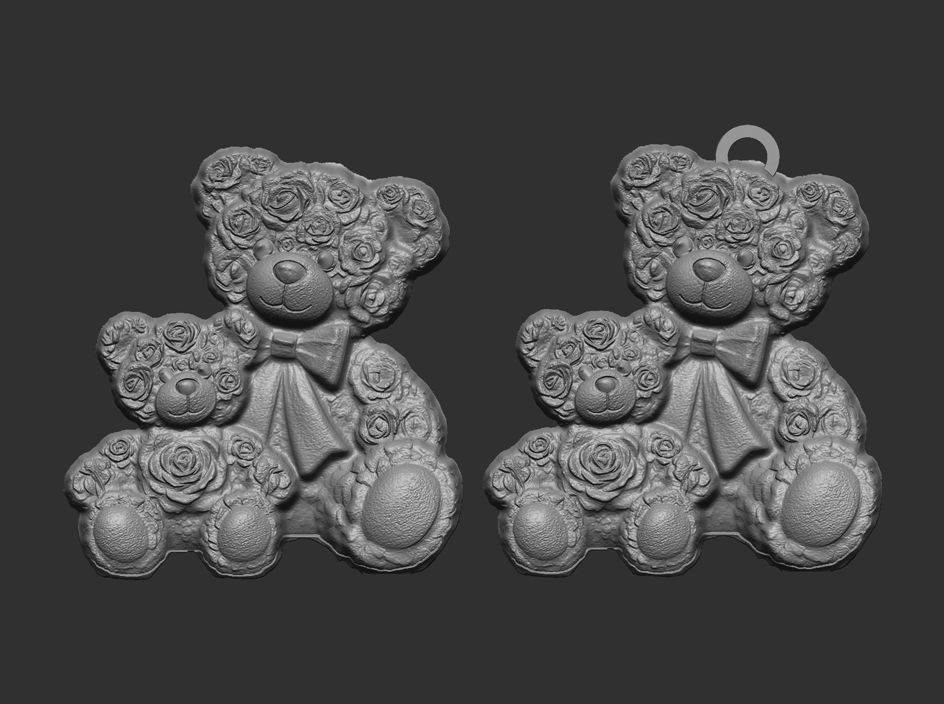 rose teddy cute pentant  3D print model_9