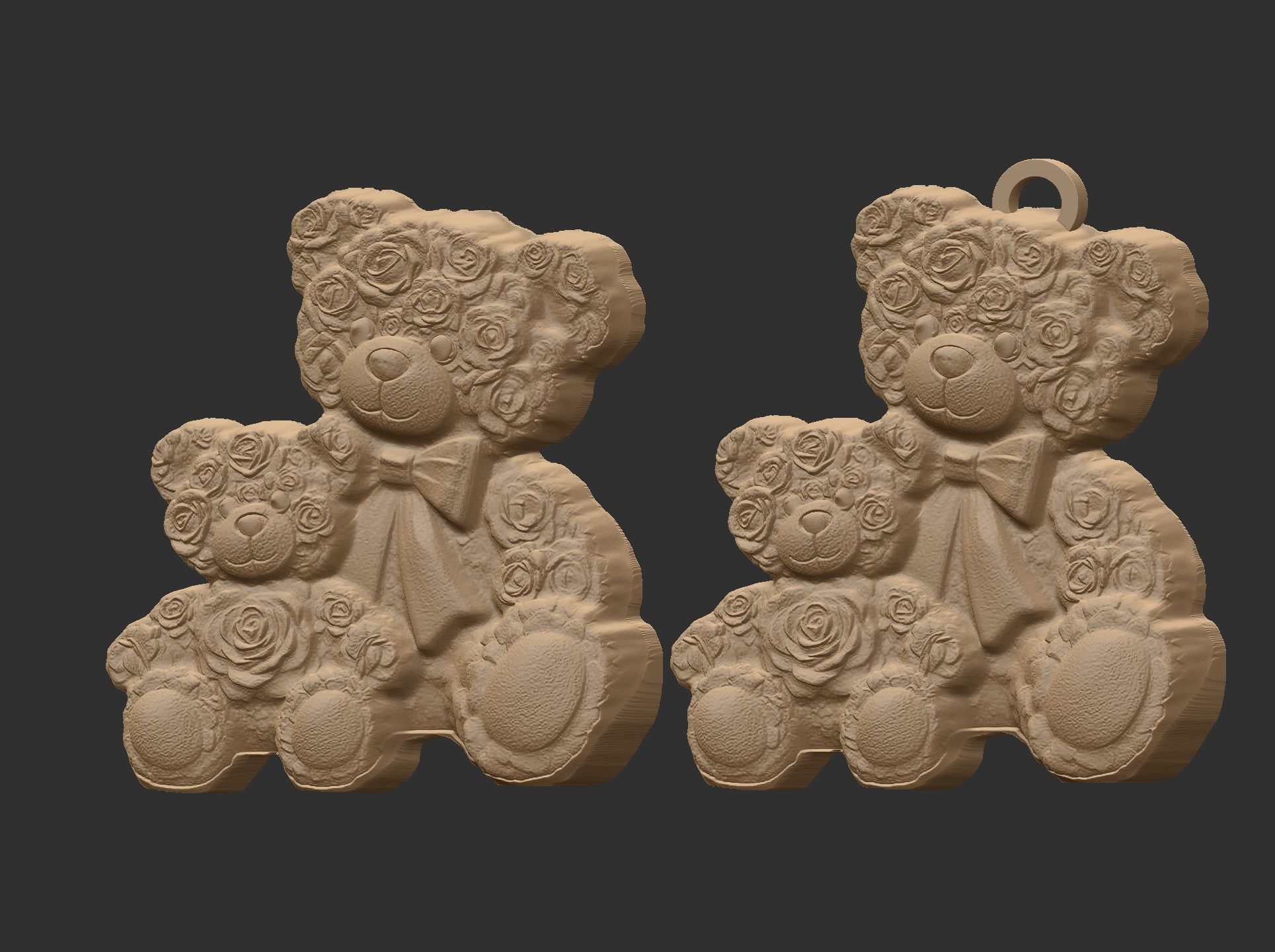 rose teddy cute pentant  3D print model_7