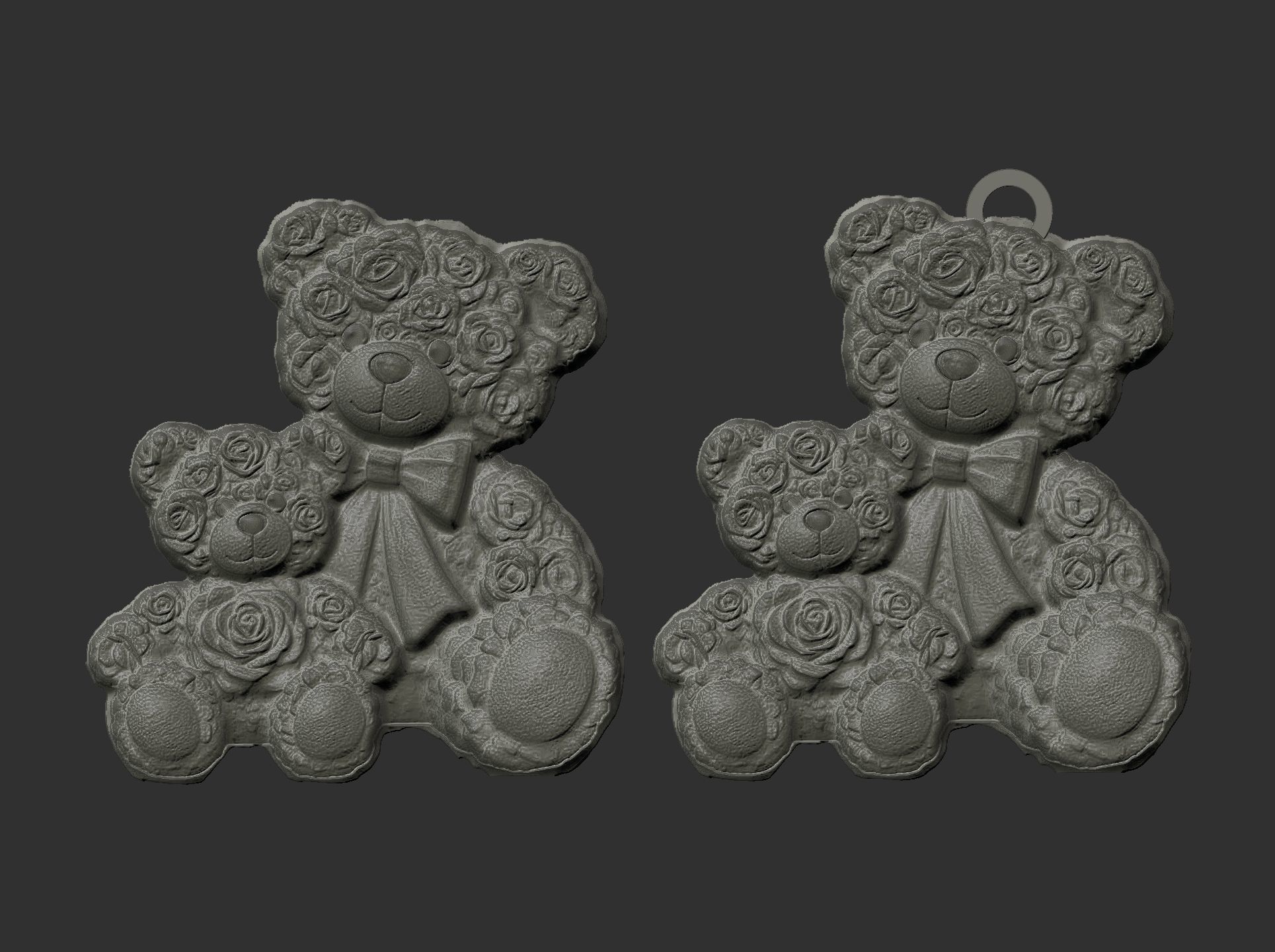 rose teddy cute pentant  3D print model_4