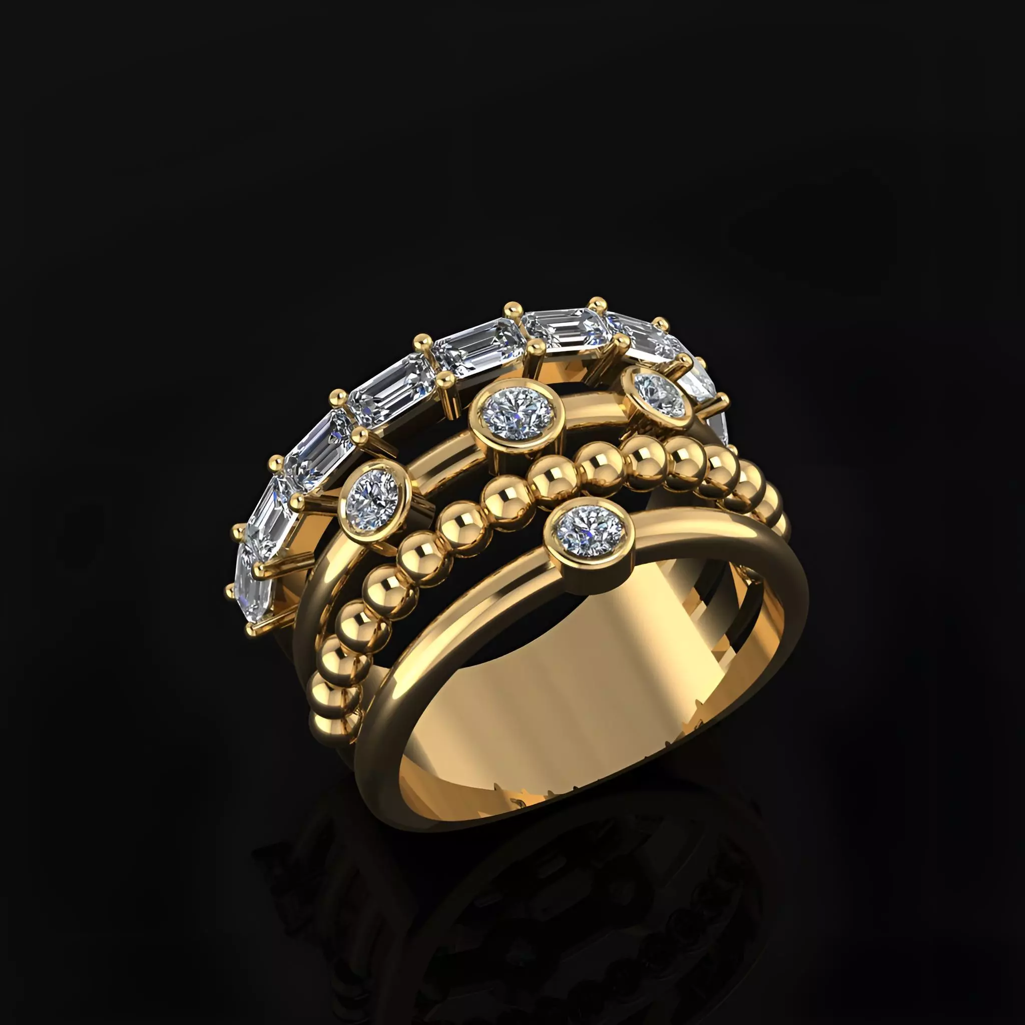 4 Row Ring 3D print model