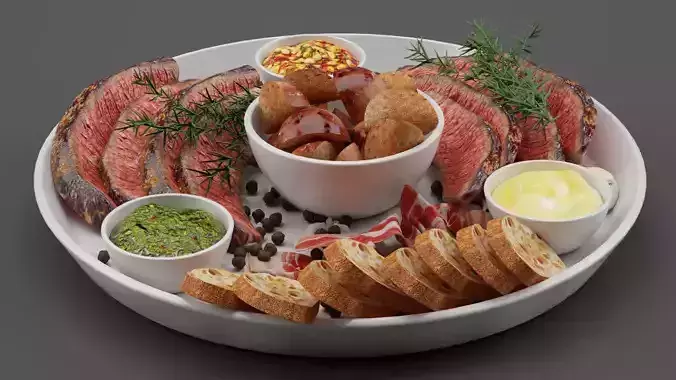 Meat Plate with Steak and Spices