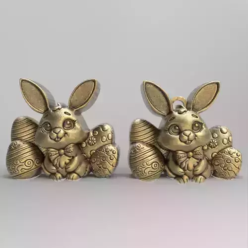 little cute bunny with egg 3D print model