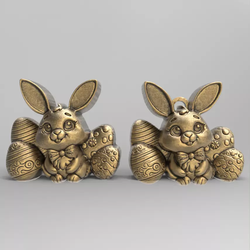 little cute bunny with egg 3D print model_0