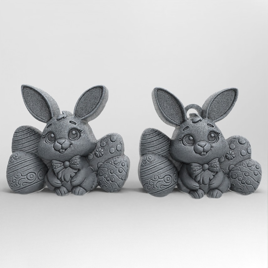 little cute bunny with egg 3D print model_1