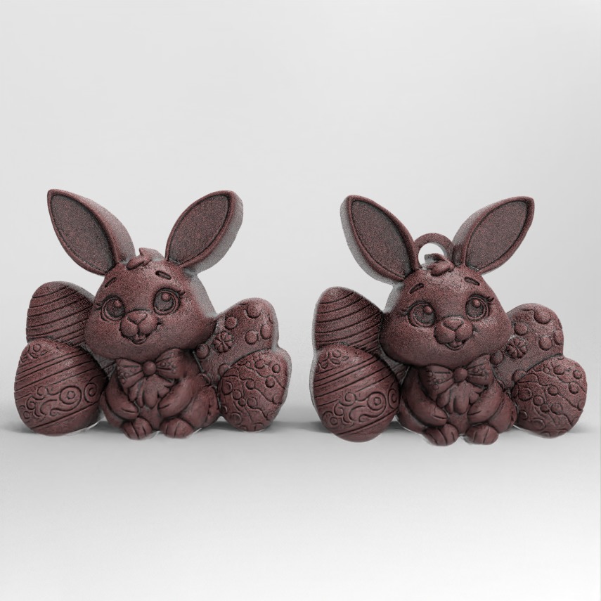 little cute bunny with egg 3D print model_2