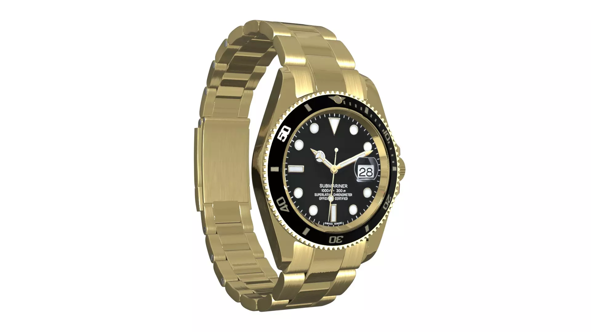 Watch Submariner Date Yellow Gold - Black Dial Low-poly 3D model