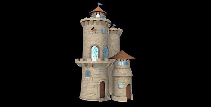 Stylized Game Ready Castle Towers Low-poly 3D model