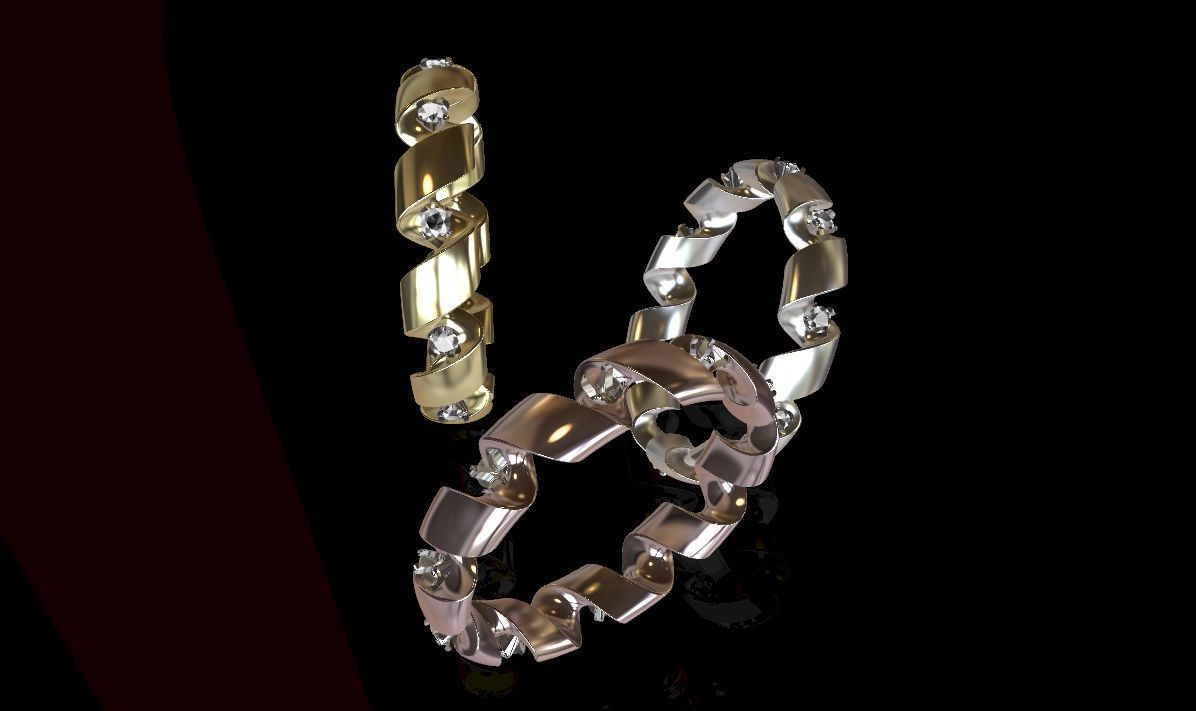 engagement ring spiral with diamonds sz17mm 3D print model_11