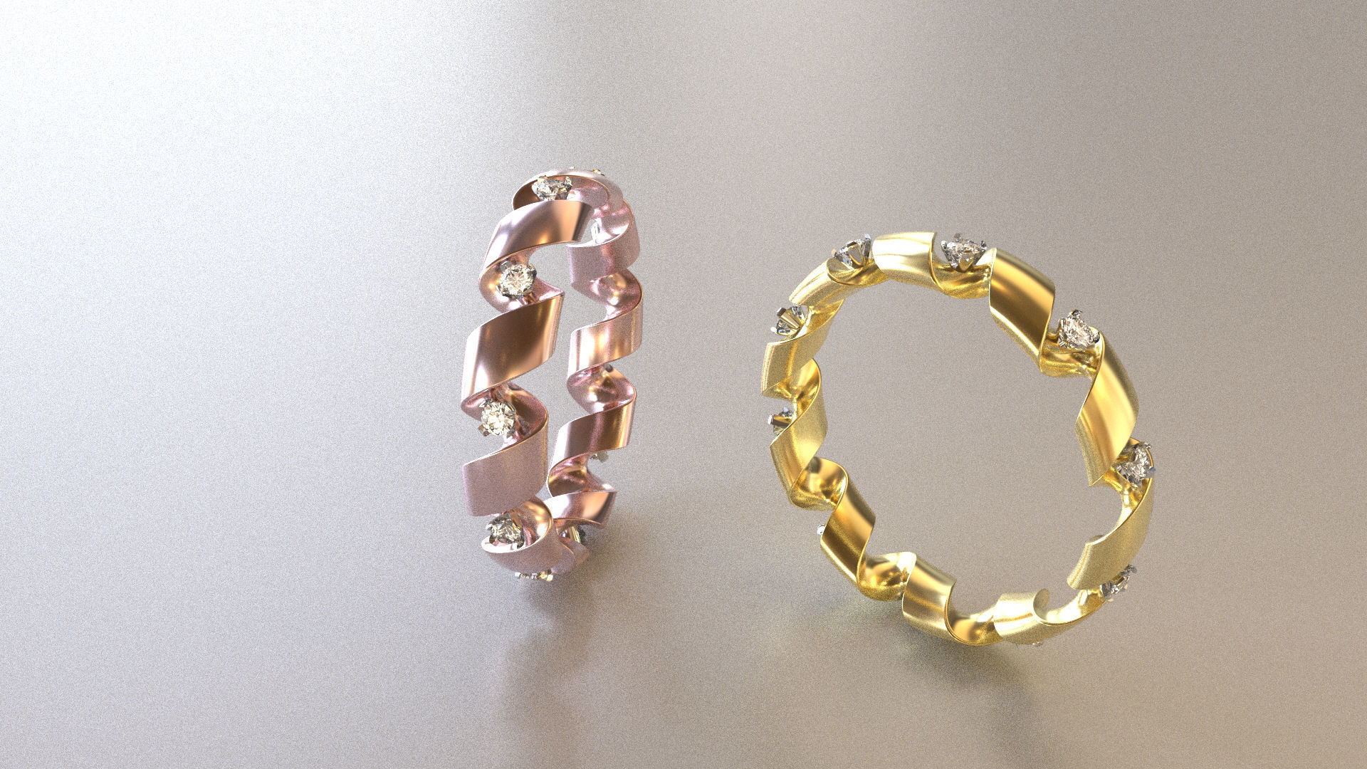 engagement ring spiral with diamonds sz17mm 3D print model_2