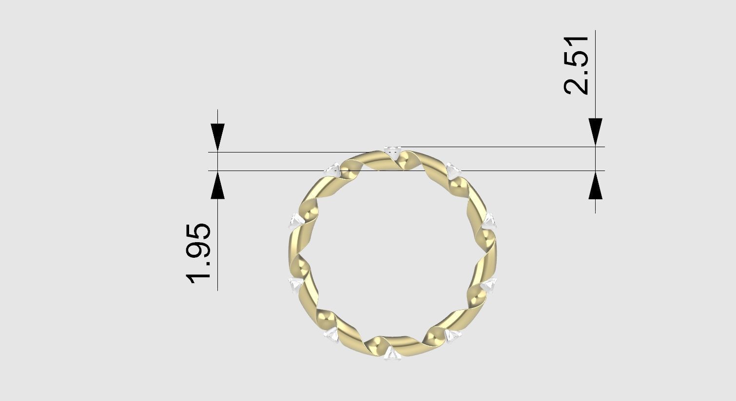 engagement ring spiral with diamonds sz17mm 3D print model_14