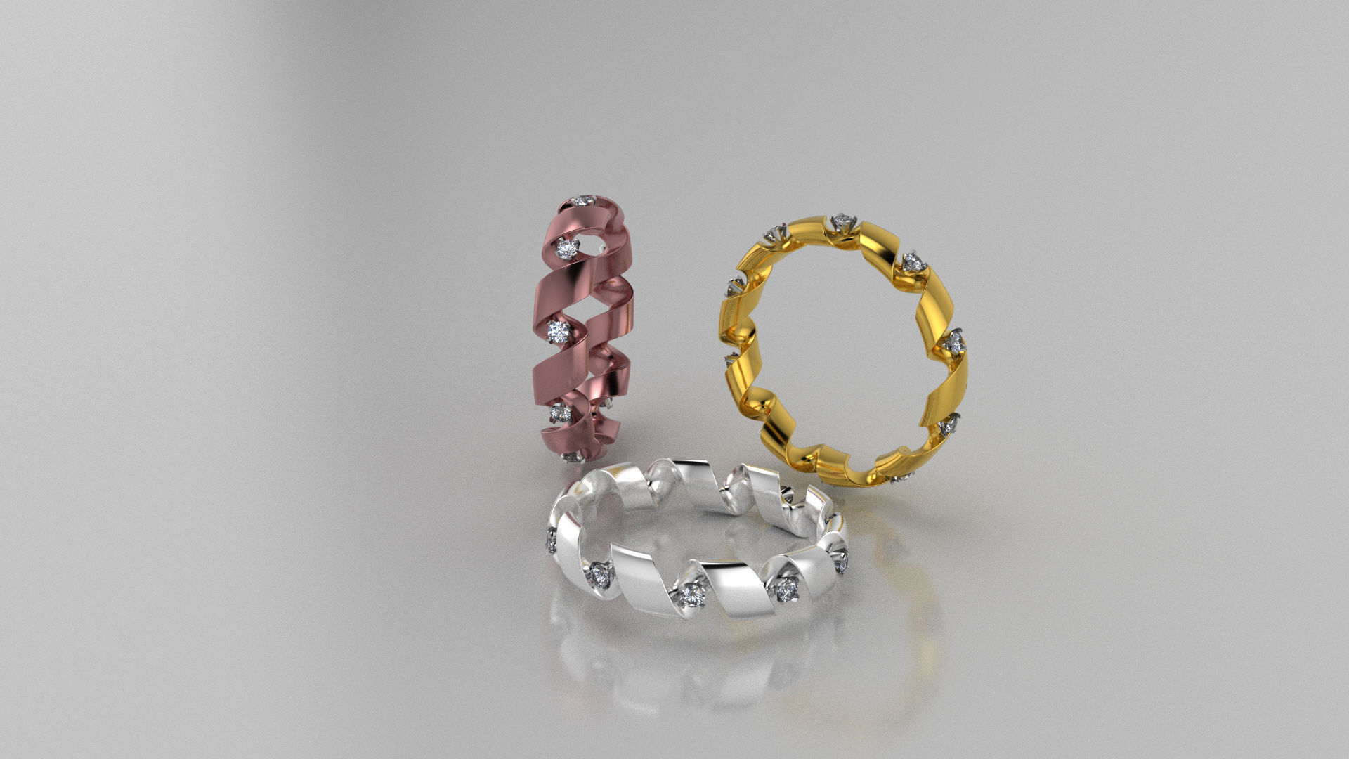 engagement ring spiral with diamonds sz17mm 3D print model_1