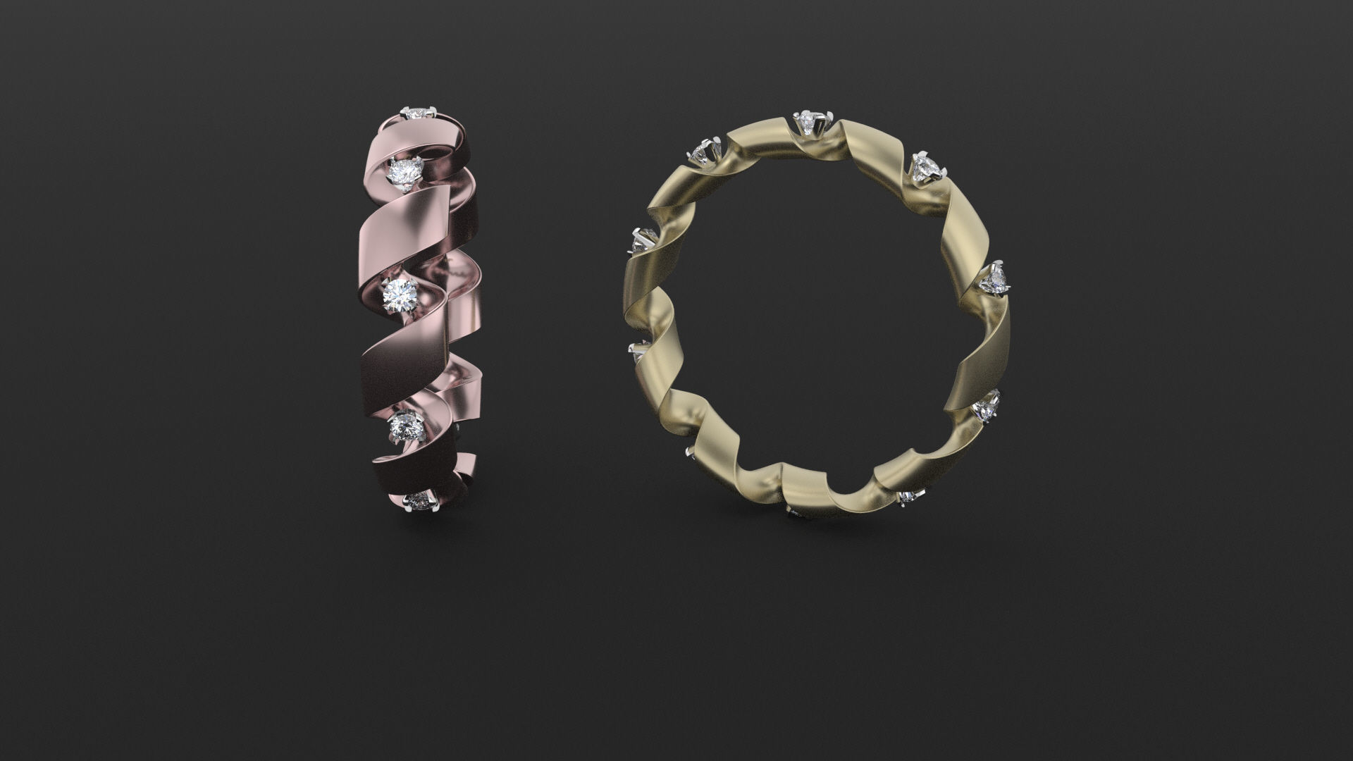 engagement ring spiral with diamonds sz17mm 3D print model_13