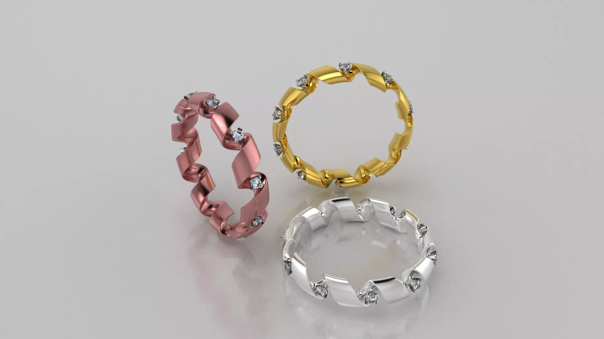 engagement ring spiral with diamonds sz17mm 3D print model_0