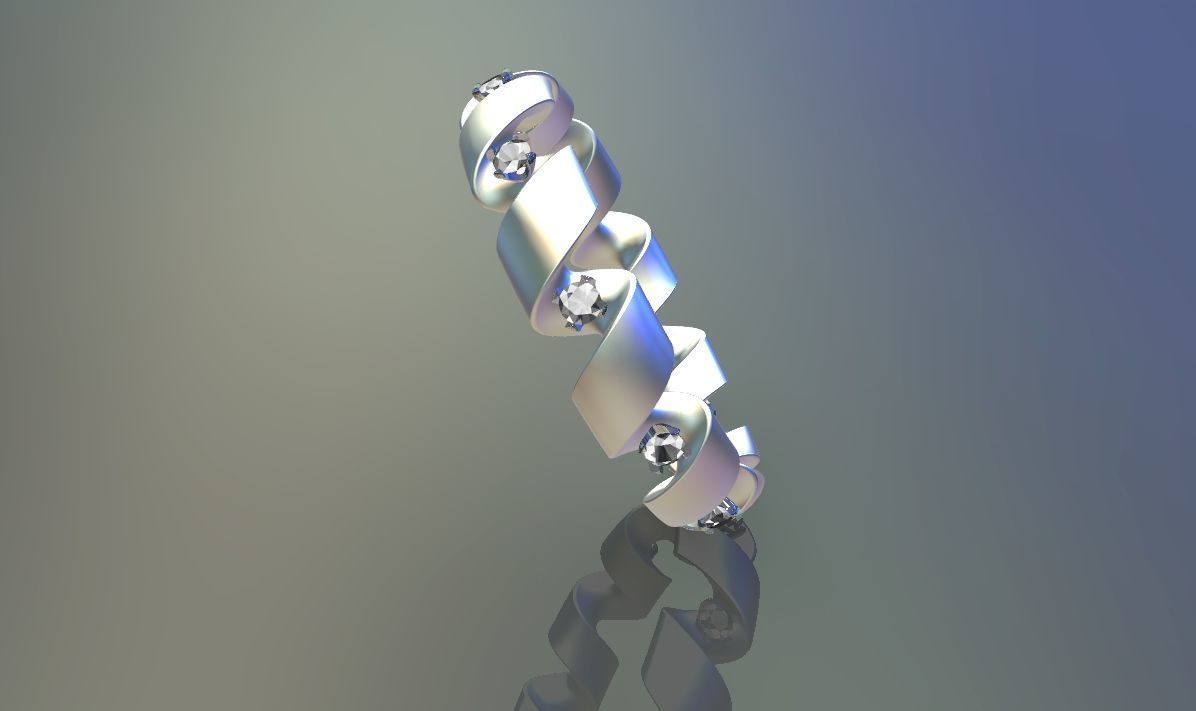 engagement ring spiral with diamonds sz17mm 3D print model_7