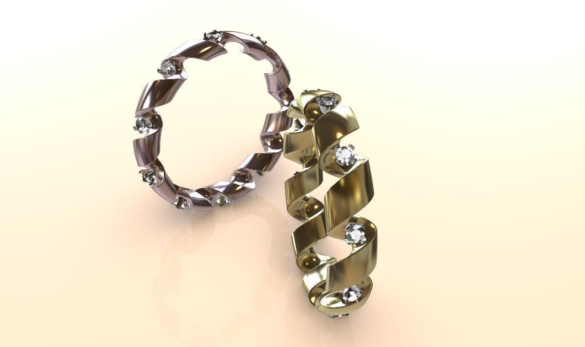 engagement ring spiral with diamonds sz17mm 3D print model_8