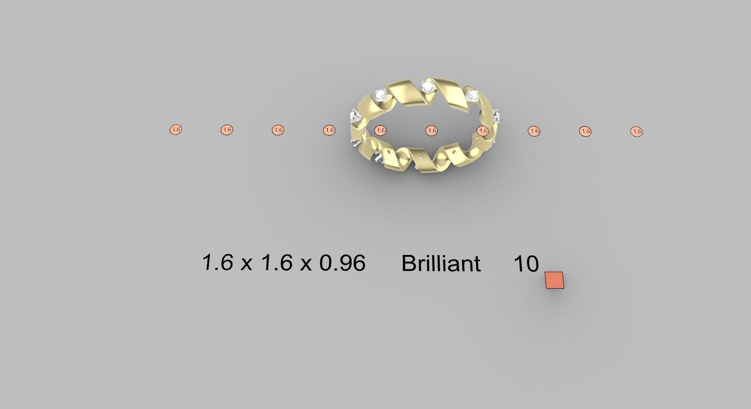 engagement ring spiral with diamonds sz17mm 3D print model_15