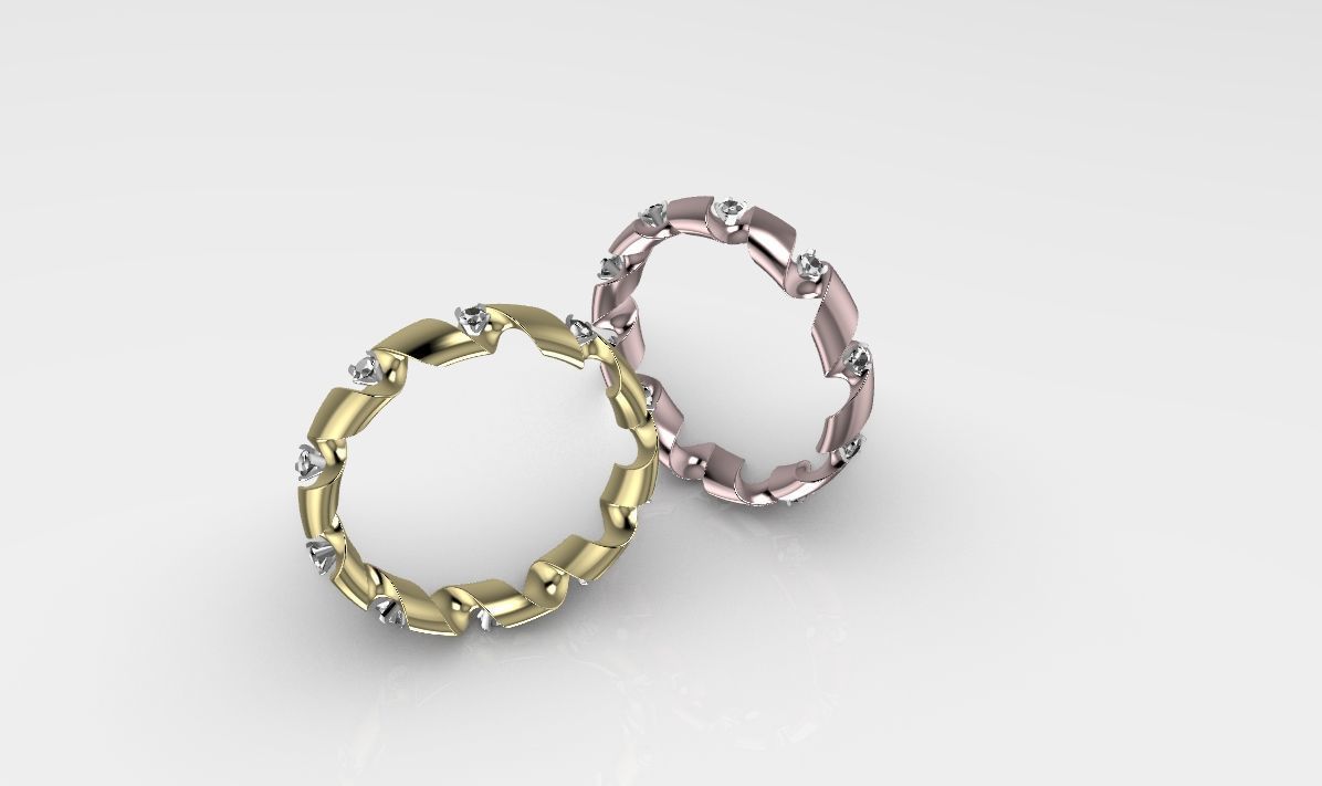 engagement ring spiral with diamonds sz17mm 3D print model_9