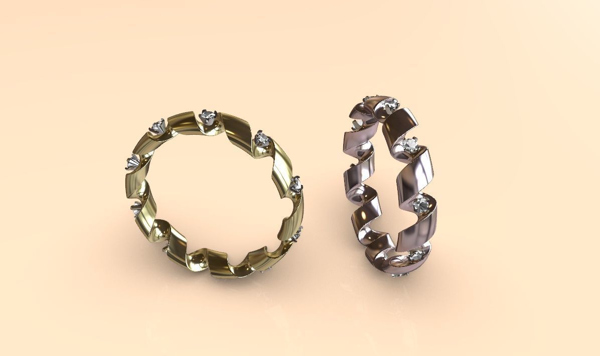 engagement ring spiral with diamonds sz17mm 3D print model_6