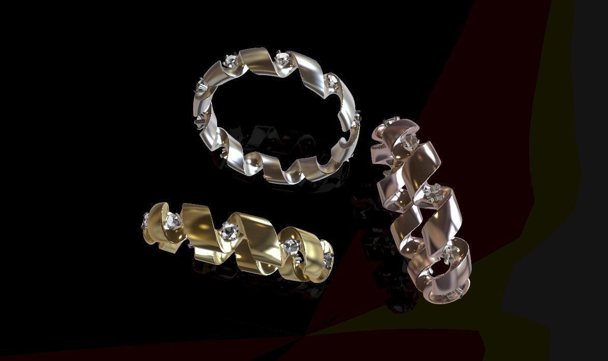 engagement ring spiral with diamonds sz17mm 3D print model_12