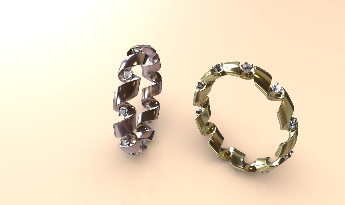 engagement ring spiral with diamonds sz17mm 3D print model_10