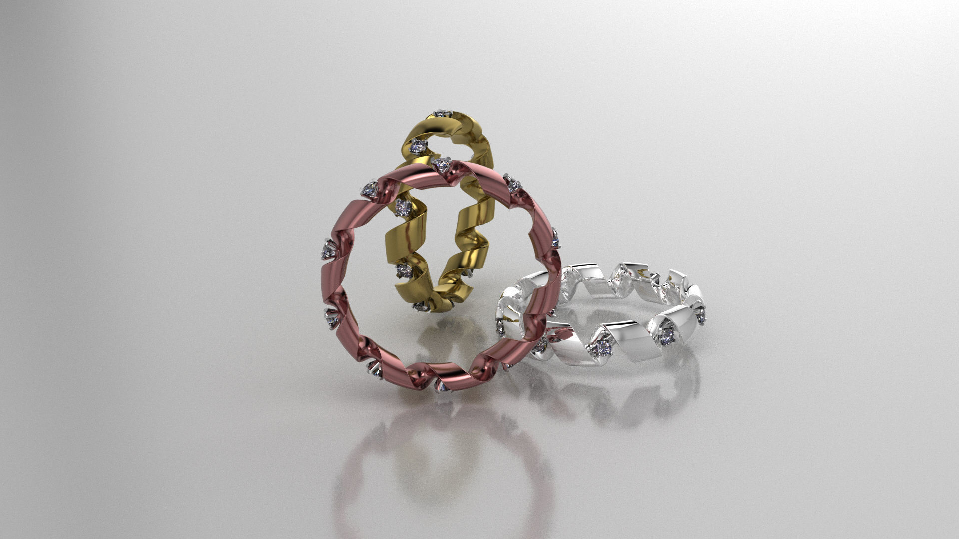 engagement ring spiral with diamonds sz17mm 3D print model_3