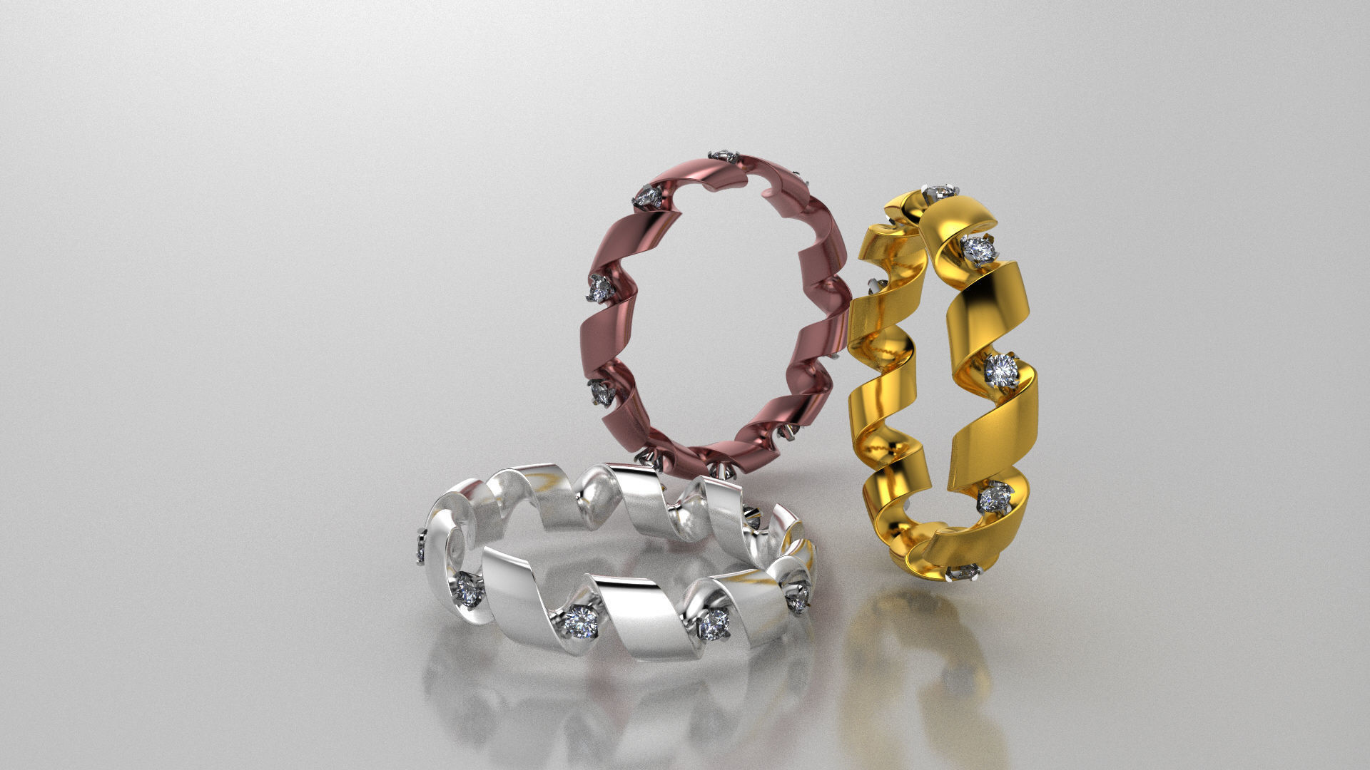 engagement ring spiral with diamonds sz17mm 3D print model_5