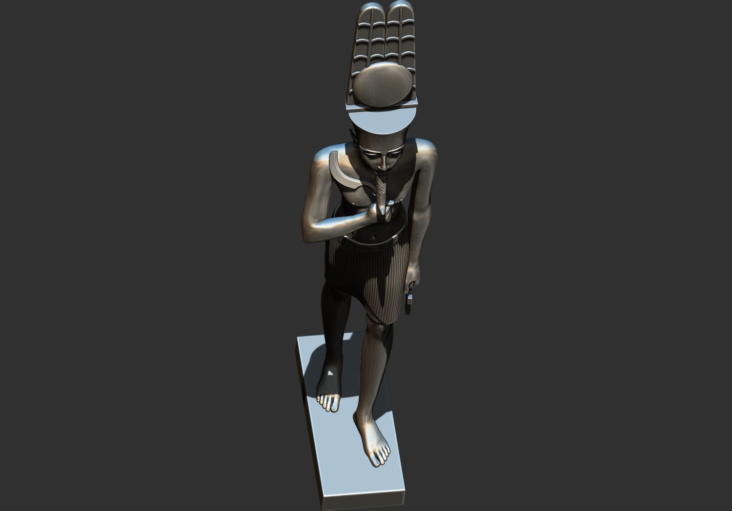 Statue of the Egyptian god Amun-Re Pharaoh Figurine 3d model 3D print model_4