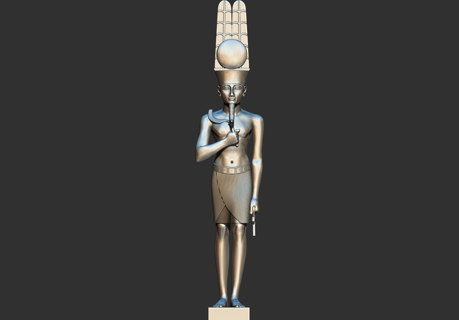 Statue of the Egyptian god Amun-Re Pharaoh Figurine 3d model 3D print model_2