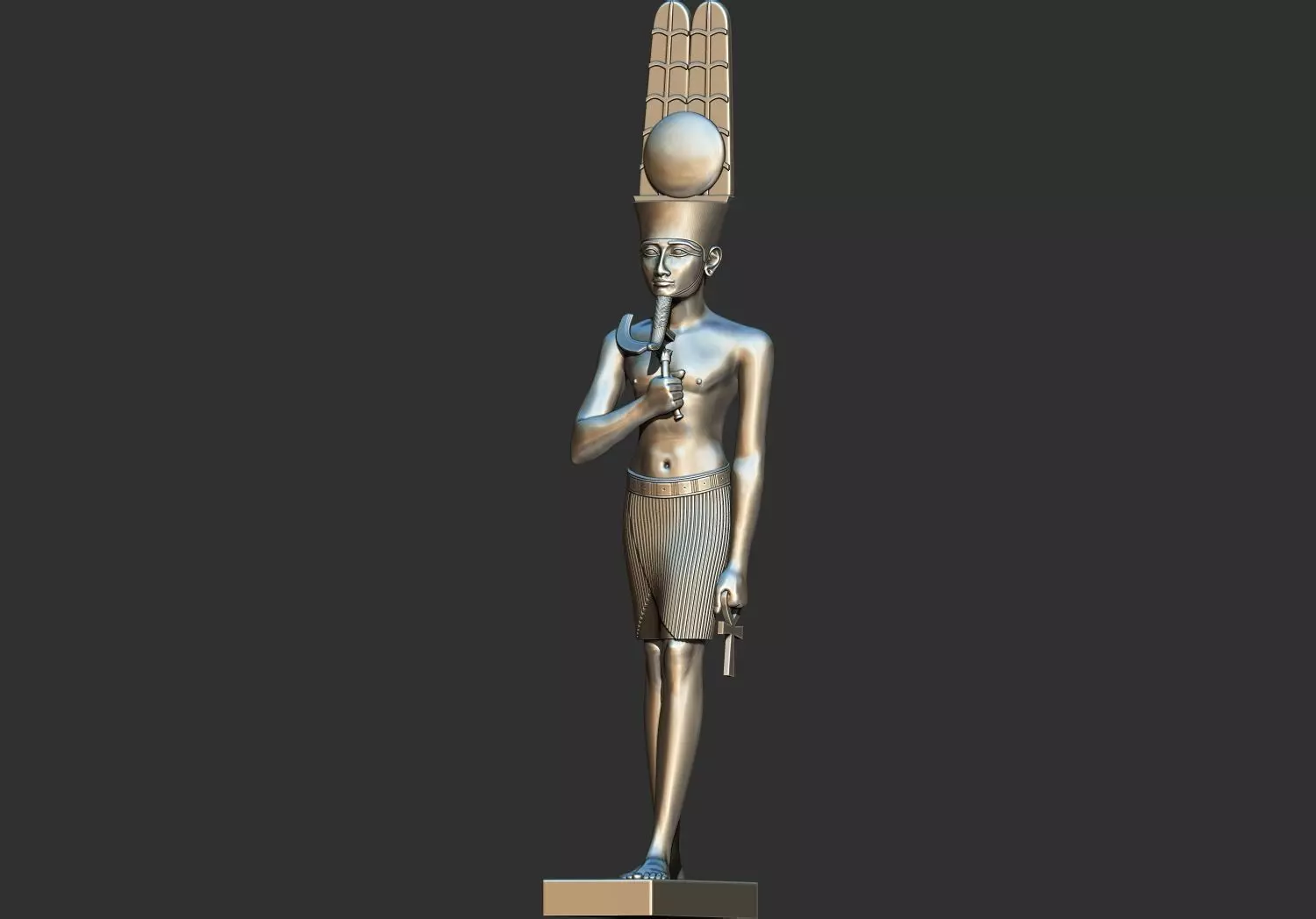 Statue of the Egyptian god Amun-Re Pharaoh Figurine 3d model 3D print model_0