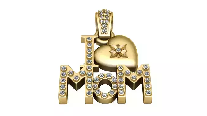 I LOVE MOM PENDANT 3D PRINTABLE MODEL