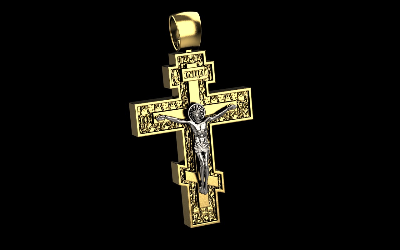 Cross pendant 1201 Orthodox 3D print model_2