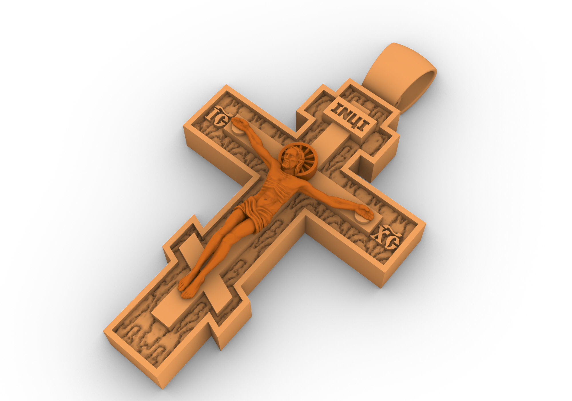 Cross pendant 1201 Orthodox 3D print model_4