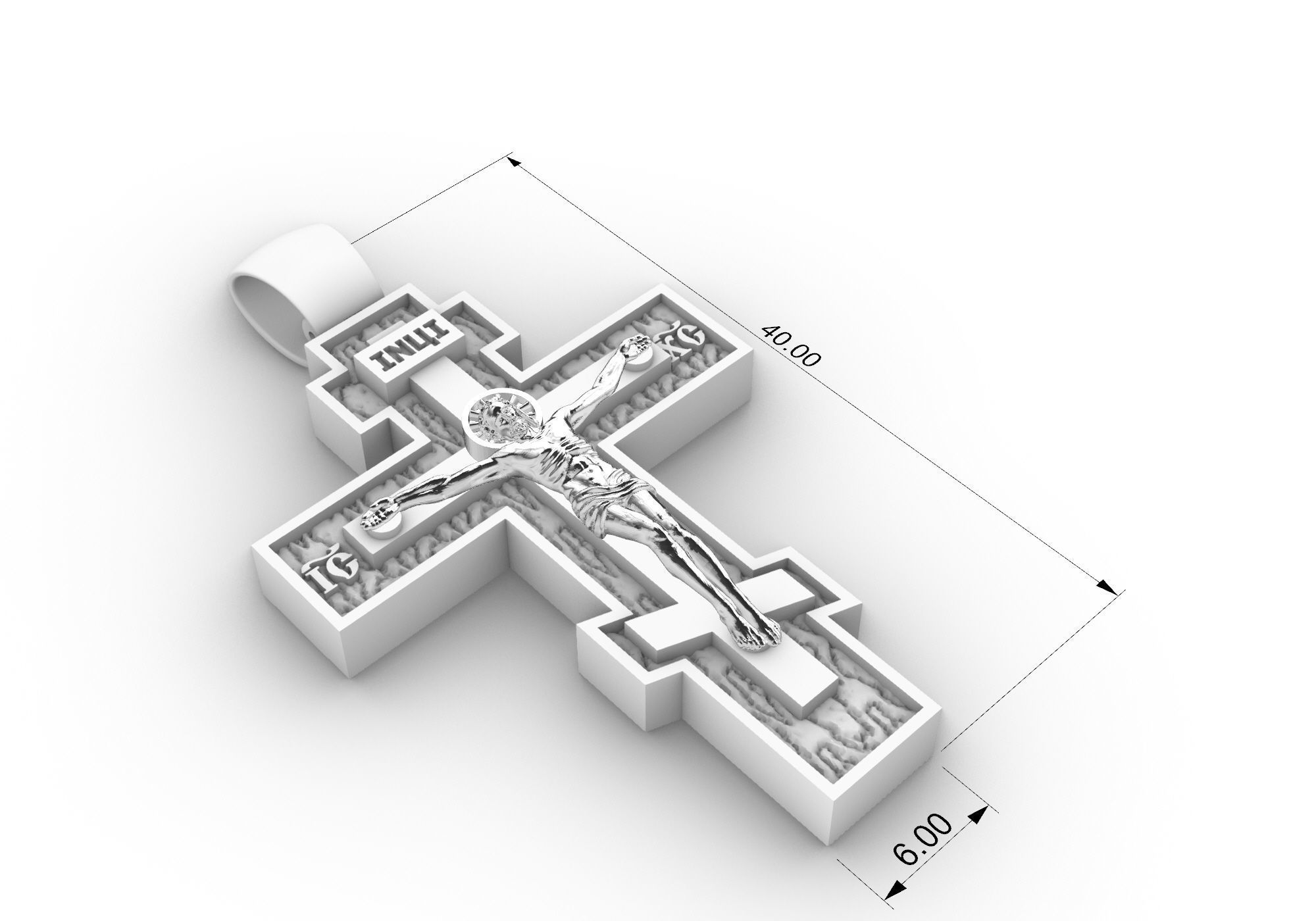 Cross pendant 1201 Orthodox 3D print model_8