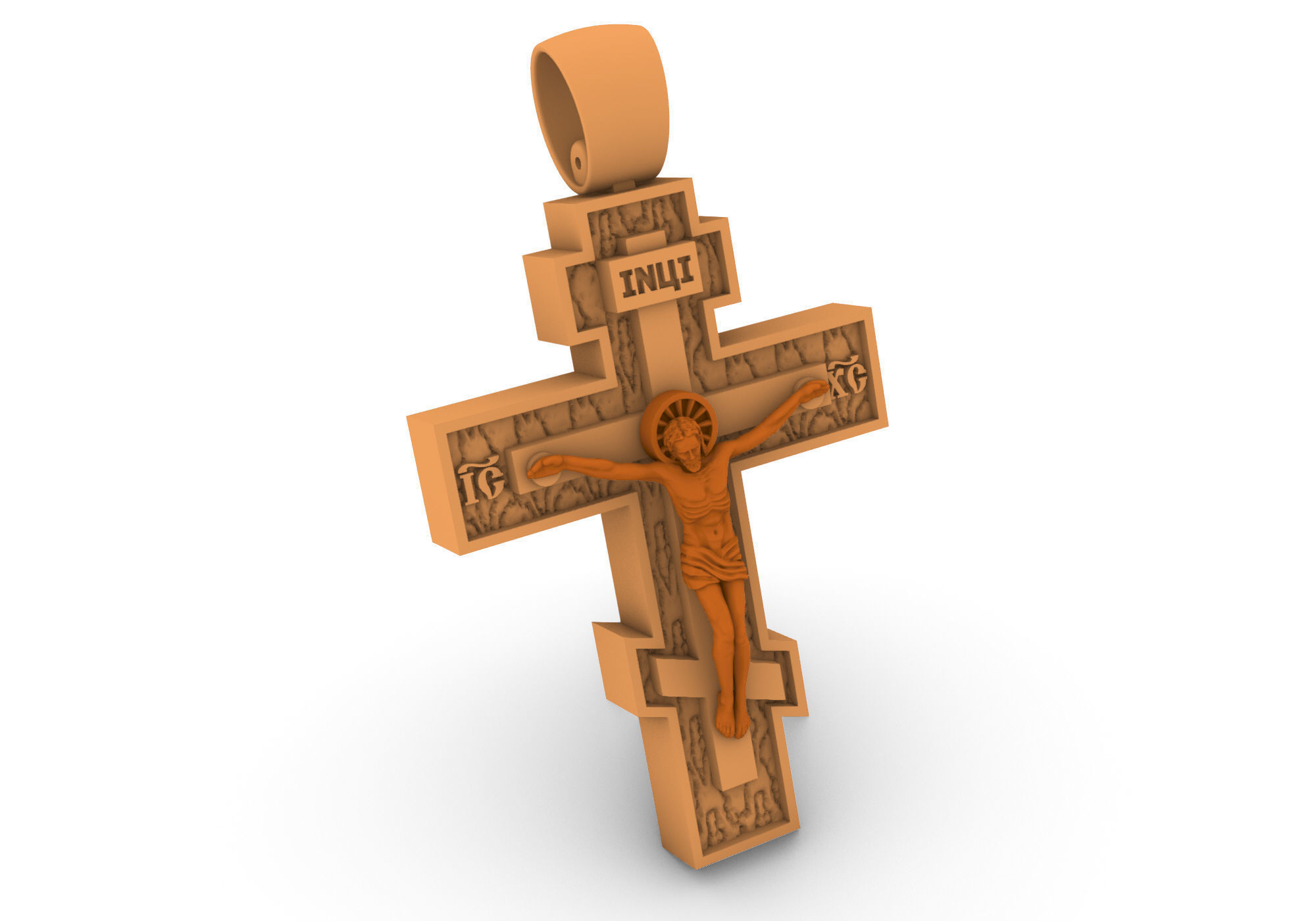 Cross pendant 1201 Orthodox 3D print model_7