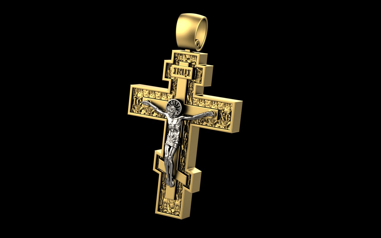 Cross pendant 1201 Orthodox 3D print model_3
